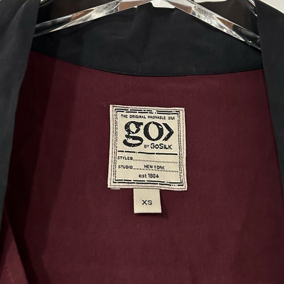 Go by Go Silk Bow Out Neck Tie Washable Silk Blouse Cabernet Black - Picture 5 of 7